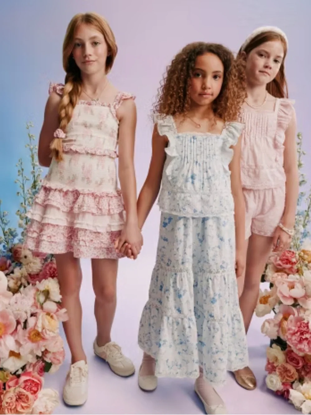 NWT Love Shack Fancy x Target Girls’ Isla Blooming Pink Tiered Maxi Skirt Sz 10